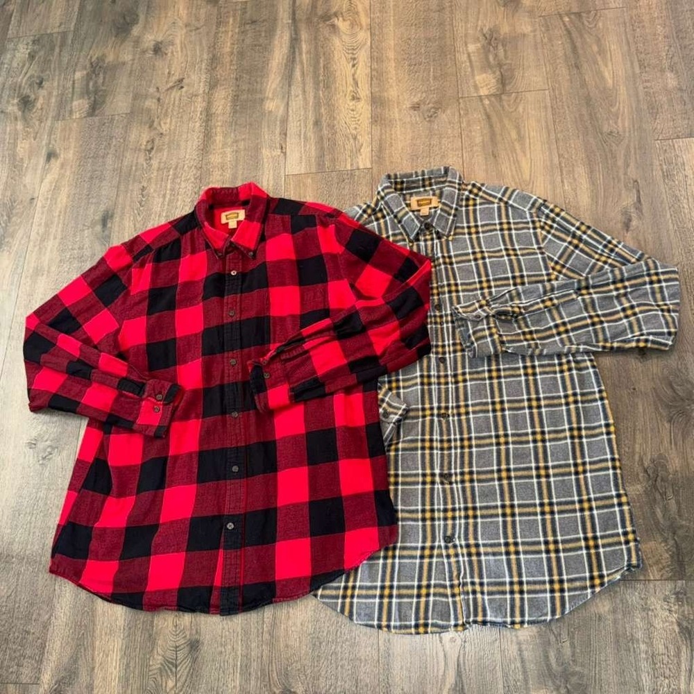 Foundry Men's‎ sz LT Flannel Plaid Button Down Shirts Cotton Multicolor Lot Of 2